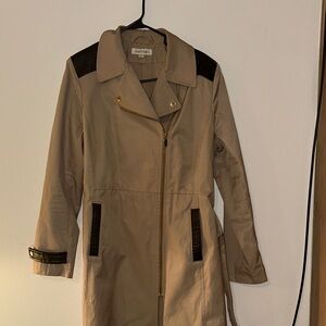 Via Spiga Tan Trench Coat with Black Details